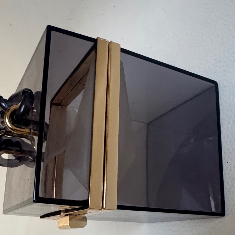 Transparent Box Clutch with Gold Accent - Picture 5 of 14
